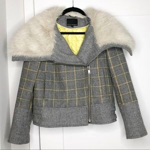 Wool and faux fur crop coat